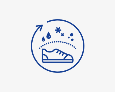 IMBOX Schuhimprägnierung Icon – Darstellung eines Schuhs, der vor Regen, Schnee und Schmutz geschützt ist.