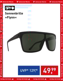 SPY Flynn Sonnenbrille mit schwarzem Rahmen und dunkel getönten Gläsern im Wochenangebot für 49,99 Euro
