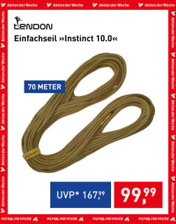 Tendon Instinct 10.0 dynamisches Einfachseil in Olivgrün mit einer Länge von 70 Metern für den Klettersport