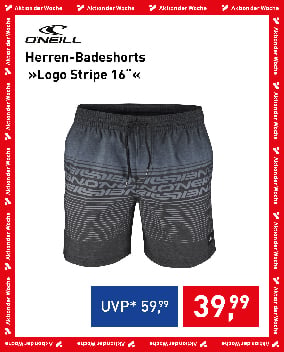 O'NEILL Herren-Badeshorts »Logo Stripe 16″« in Grau-Schwarz, Aktion der Woche für € 39,99 statt € 59,99