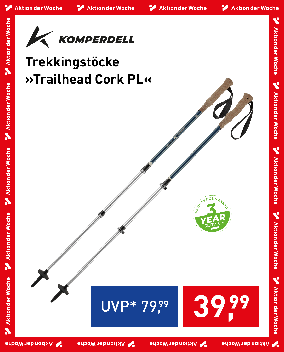Komperdell Trekkingstöcke »Trailhead Cork PL« längenverstellbar, 3-teilig, Aktion der Woche für € 39,99 statt € 79,99