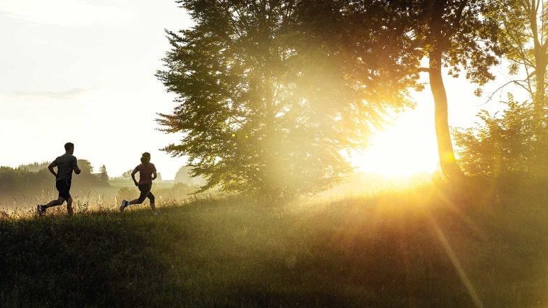 Lauf in den Sonnenuntergang.