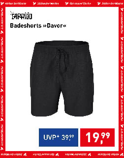 Schwarze Herren-Badeshorts Davor von Caprico mit praktischem Kordelzug zum Aktionspreis