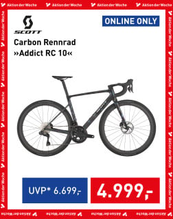 Scott Addict RC 10 Carbon-Rennrad in elegantem Schwarz-Grau mit Scheibenbremsen im Online-Angebot