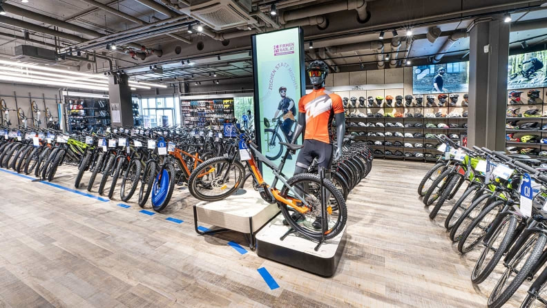 Die umfangreiche Bikeabteilung bei INTERSPORT Pilz in Leibnitz.