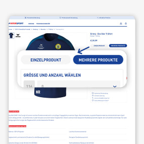Screenshot der Produktseite mit den Buttons Einzelprodukt und Mehrere Produkte.