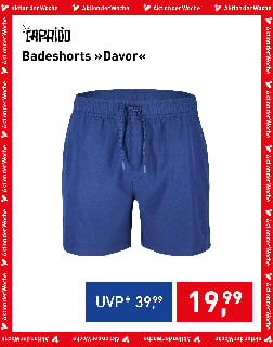 Blaue Herren-Badeshorts Davor von Caprico mit praktischem Kordelzug zum Aktionspreis