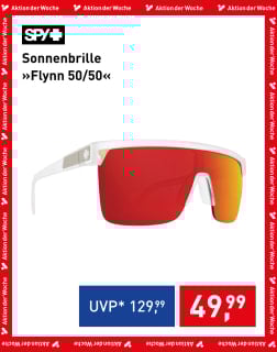 SPY Flynn 50/50 Sonnenbrille mit weißem Rahmen und leuchtend roten Gläsern im Wochenangebot für 49,99 Euro