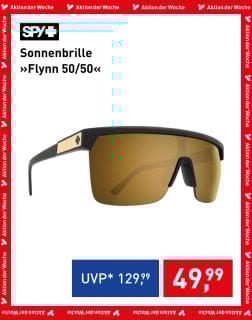 SPY Flynn 50/50 Sonnenbrille mit schwarzem Rahmen und verspiegelten goldenen Gläsern im Sonderangebot für 49,99 Euro