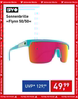SPY Flynn 50/50 Sonnenbrille mit türkisfarbenem Rahmen und auffälligen roten Gläsern als Wochenaktion für 49,99 Euro