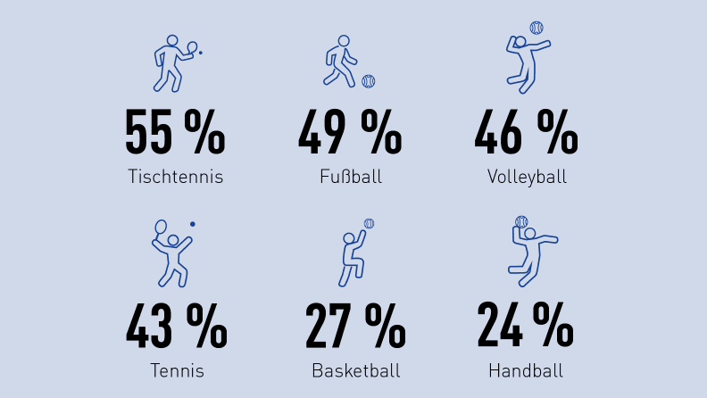 Infografik über die prozentuelle Aufteilung der beliebtesten Ballsportarten der Östereicher.