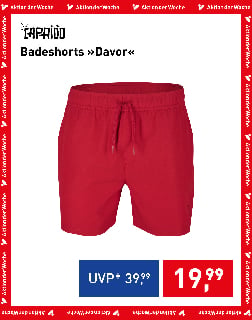 Rote Herren-Badeshorts Davor von Caprico mit praktischem Kordelzug zum Aktionspreis