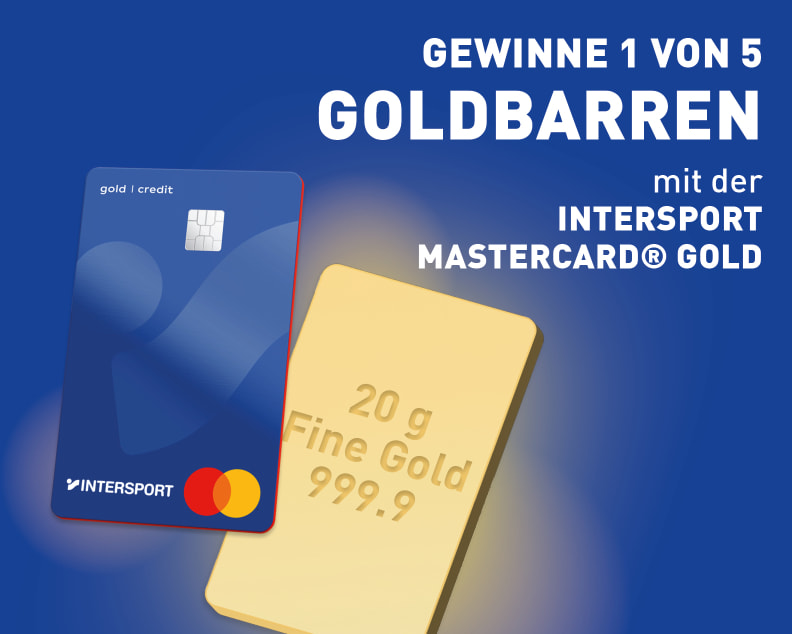 Intersport Mastercard Gold Gewinnspiel: Gewinne einen von fünf 20g Goldbarren.