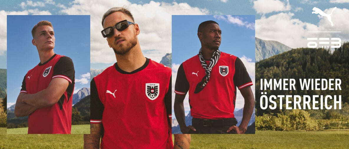 Immer wieder Österreich – Teamspieler mit dem neuen WM-Trikot des ÖFB.