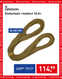 Tendon Instinct 10.0 robustes Einfachseil in Olivgrün-Braun mit einer Länge von 80 Metern zum Klettern