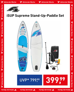 F2 iSUP Supreme Stand-Up-Paddle-Board Set mit Zubehör im Wochenangebot für 399,99 € statt 799,99 € UVP