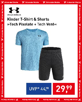 Under Armour Kinder-T-Shirt & Shorts »Tech Pixelate + Tech Vent«, Aktion der Woche für € 29,99 statt € 44,98