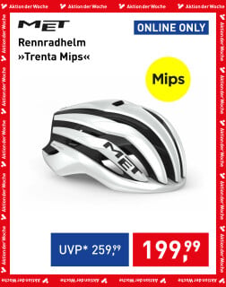 MET Trenta Mips aerodynamischer Rennradhelm in Weiß-Schwarz mit Mips-Sicherheitssystem