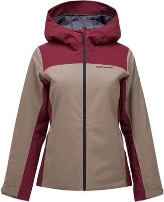 Damenjacke von Peak Performance mit Kapuze in Beige und Weinrot. Damenjacke von Peak Performance mit Kapuze in Beige und Weinrot.
