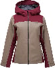 Damenjacke von Peak Performance mit Kapuze in Beige und Weinrot.