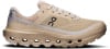 Beige ON Laufschuhe mit CloudTec-Technologie und Swiss Engineering Schriftzug.