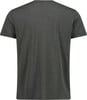 Rückseite eines dunkelgrauen Herren-T-Shirts mit kurzen Ärmeln.