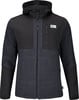 Schwarze Herrenjacke mit Kapuze und Logo, geeignet für Outdoor-Aktivitäten.