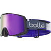 Bolle Skibrille mit violetter Spiegellinse und buntem Band.