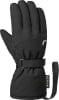 Schwarze Winterhandschuhe mit Logo und Handgelenkband.