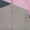 Eine Jacke mit Farbblockierung in Rosa, Grau und Dunkelgrau, mit Reißverschluss.
