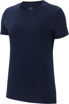 Dunkelblaues Nike T-Shirt mit kurzen Ärmeln und Rundhalsausschnitt.
