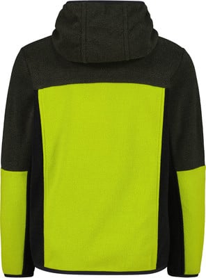 Rückseite eines dunkelgrünen Hoodies mit limettengrünen Einsätzen. Rückseite eines dunkelgrünen Hoodies mit limettengrünen Einsätzen.