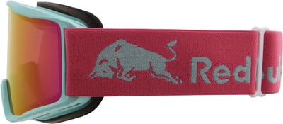 Skibrille mit pinkem Band und Red Bull Logo und Bulle. Skibrille mit pinkem Band und Red Bull Logo und Bulle.