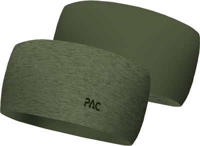 Zwei grüne Stirnbänder mit Textur, eines mit PAC-Logo. Zwei grüne Stirnbänder mit Textur, eines mit PAC-Logo.