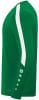 Grünes Langarmshirt mit weißem Streifen auf der Schulter und Logo.