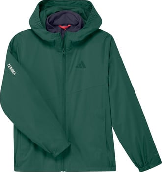 Grüne Kapuzenjacke mit Adidas Terrex Logo.