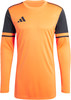 Orange Langarmshirt mit schwarzen Streifen an Schultern und Ärmeln.