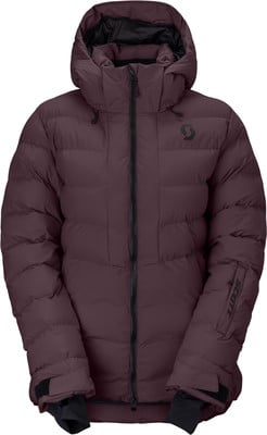 Herren dunkelweinrote Daunenjacke mit Kapuze und schwarzem Scott-Logo. Herren dunkelweinrote Daunenjacke mit Kapuze und schwarzem Scott-Logo.