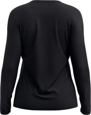 Rückansicht eines schwarzen Langarmshirts für Damen. Rückansicht eines schwarzen Langarmshirts für Damen.