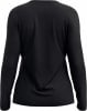 Rückansicht eines schwarzen Langarmshirts für Damen.