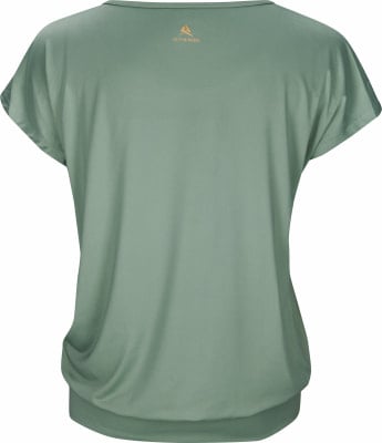 Grünes Kurzarmshirt mit goldenem Active Rebel Logo auf dem Rücken.