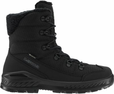 Schwarze LOWA Winterstiefel mit Fell und GORE-TEX Membran. Schwarze LOWA Winterstiefel mit Fell und GORE-TEX Membran.