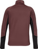 Rückansicht eines dunkelroten Oberteils mit schwarzen Seiteneinsätzen.