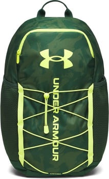 Grüner Under Armour Rucksack mit neonfarbenen Akzenten und Logo.