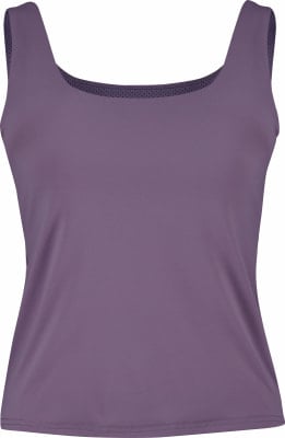 Lila Damen-Sporttop mit feinem Muster am Saum. Lila Damen-Sporttop mit feinem Muster am Saum.