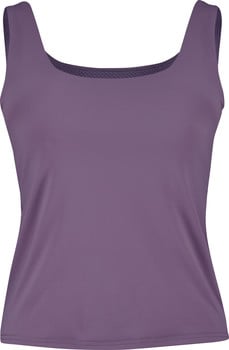 Lila Damen-Sporttop mit feinem Muster am Saum.