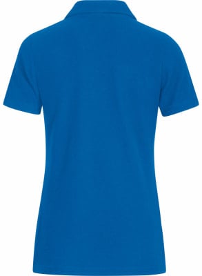 Rückansicht eines blauen Kurzarm-Poloshirts. Rückansicht eines blauen Kurzarm-Poloshirts.