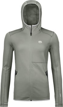 Grüne Herren-Fleecejacke mit Kapuze und durchgehendem Reißverschluss.