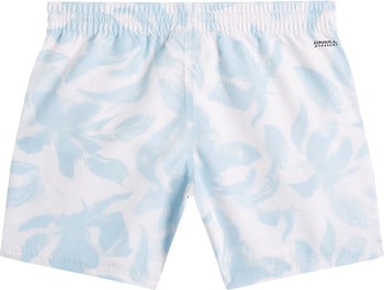 Weiße Badeshorts mit blauem Blumenmuster und O'Neill-Logo.