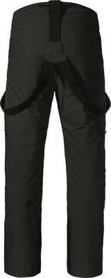 Schwarze Latzhose mit schwarzen Trägern, gerader Schnitt. Schwarze Latzhose mit schwarzen Trägern, gerader Schnitt.